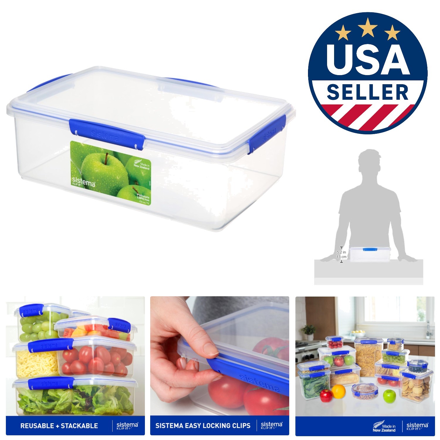 Extra-Large 7L KLIP IT Food Storage Container – Perfect for Fruits & Meal Prep