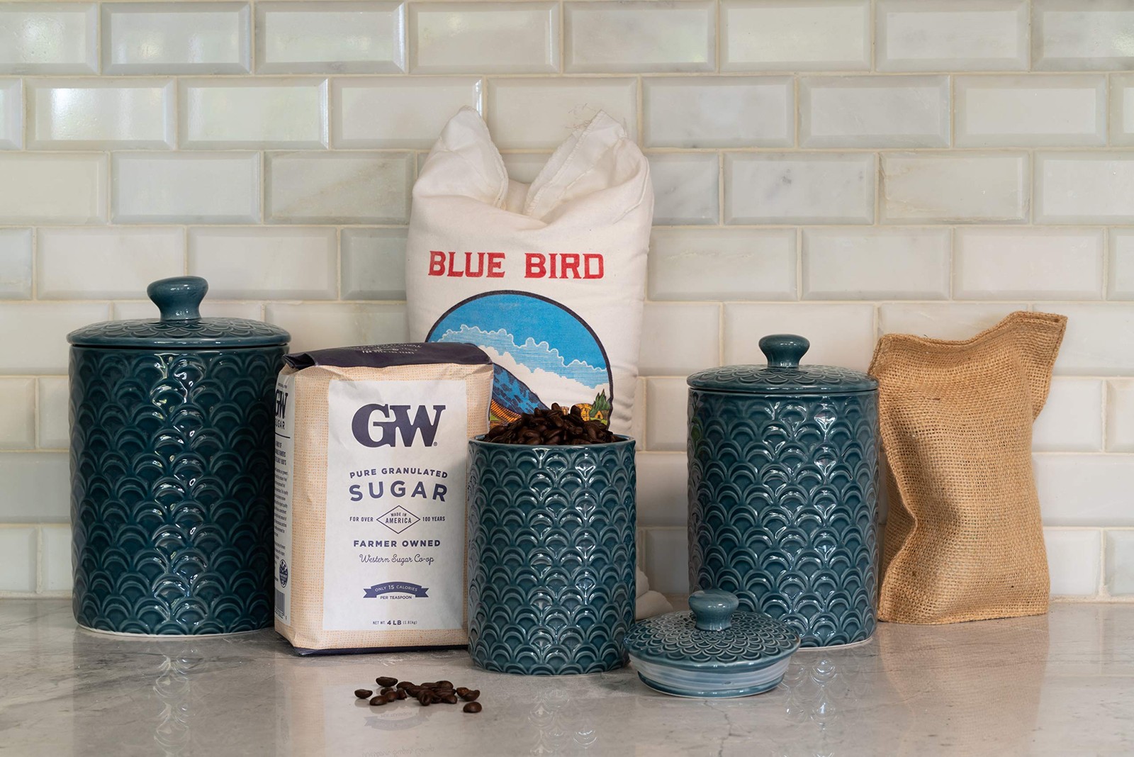 10 Strawberry Street Kitchen Canister Set, 3 Piece, Ocean Navy
