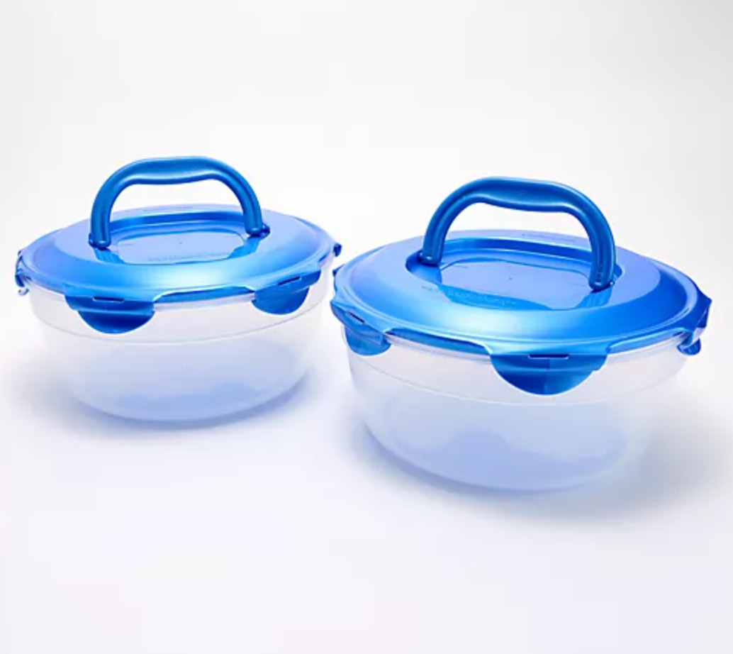 LocknLock 21-Cup Serve & Store Bowls w/ Handle Lids Set of 2 K85957 GREEN