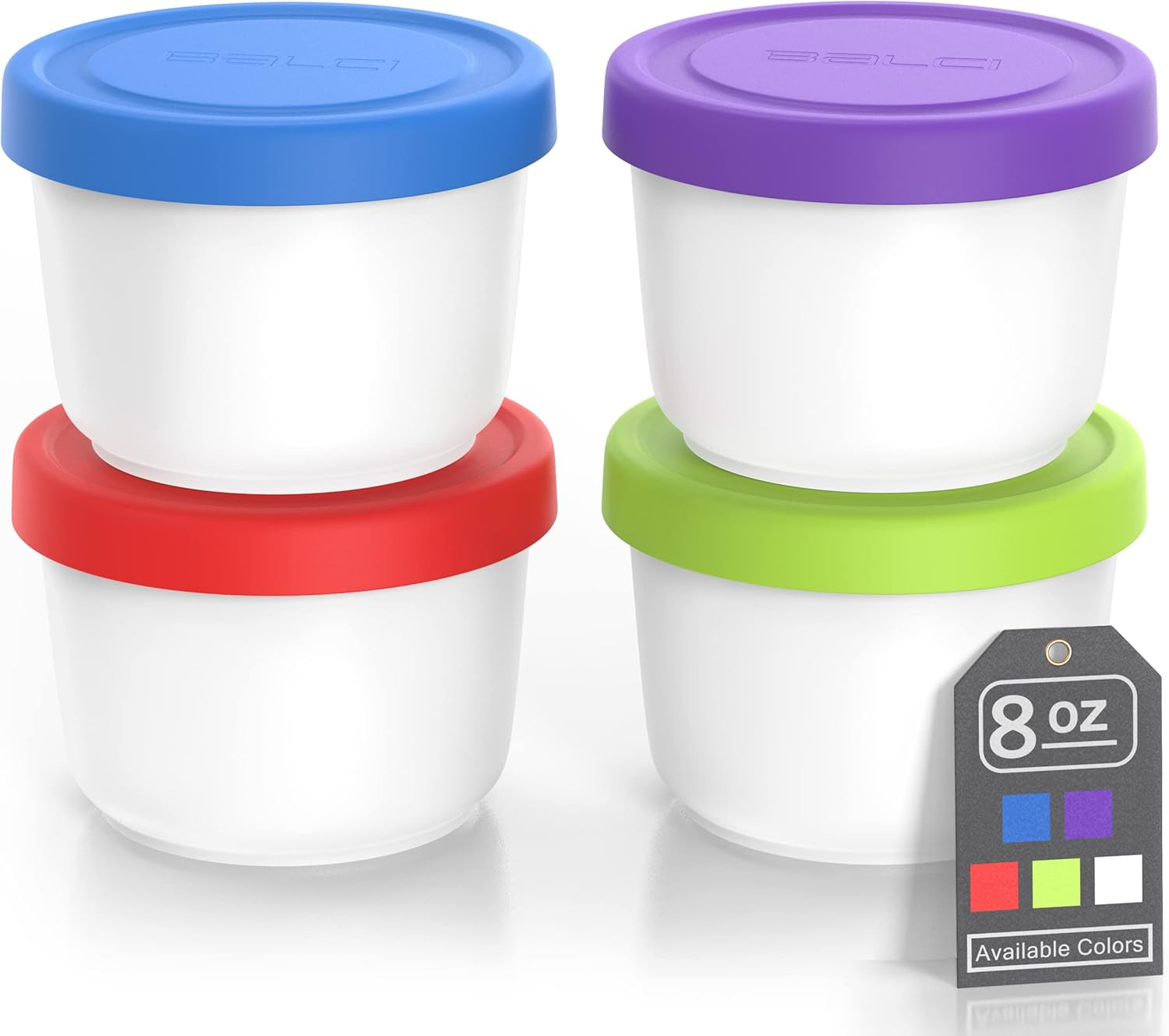 – 8Oz Mini Ice Cream Containers with Silicone Lids (Set of 4) – Freezer Food Sto