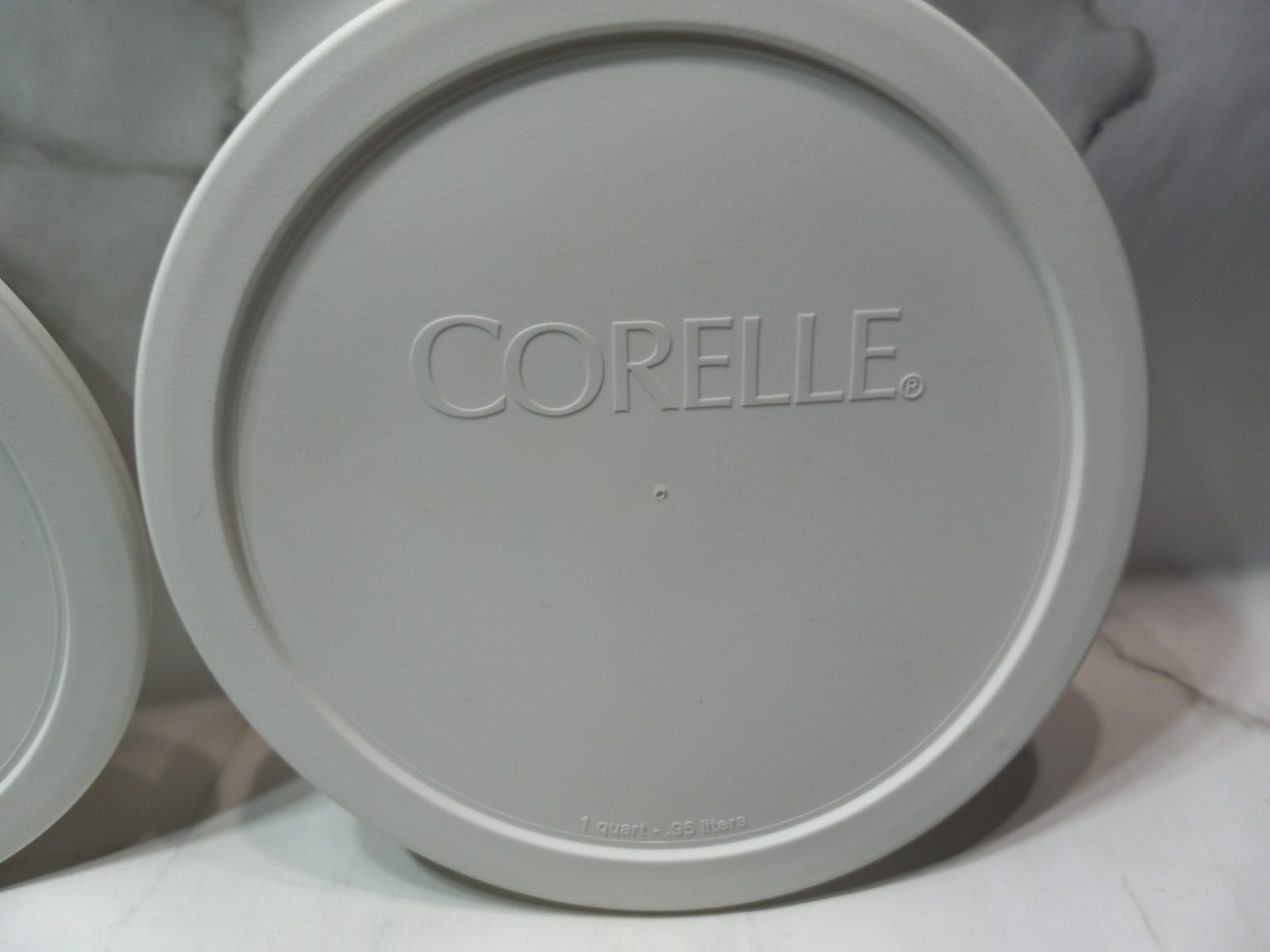 Lot of 4 Corelle 1 QT Plastic Storage Replacement Lid White 323-PC 8 3/4″ wide