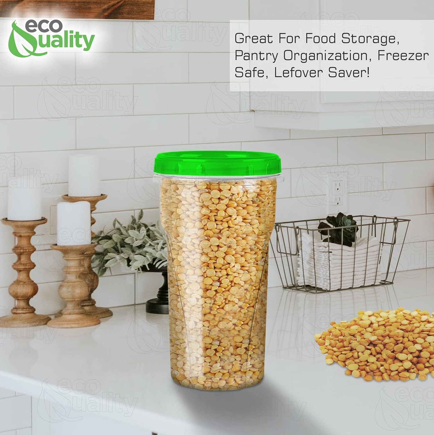 48 oz Clear Twist Top Storage Deli Containers with Leak Proof Lids Green 20pcs