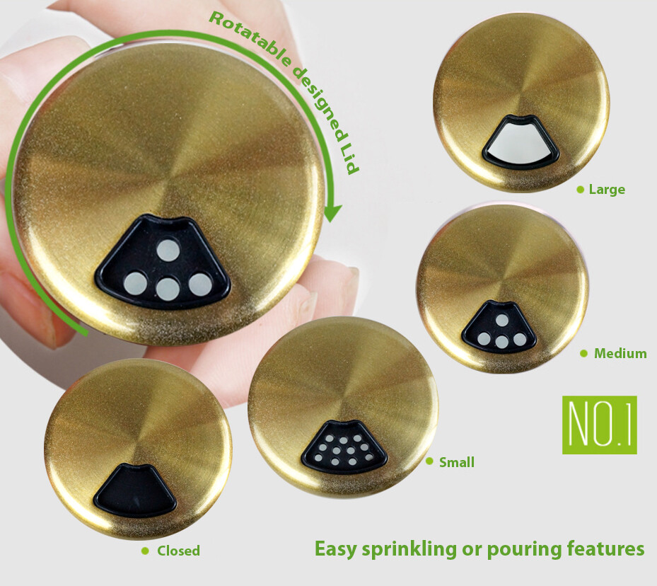 Salt & Pepper Shakers Stainless Steel Glass Bottom Adjustable Holes Sugar