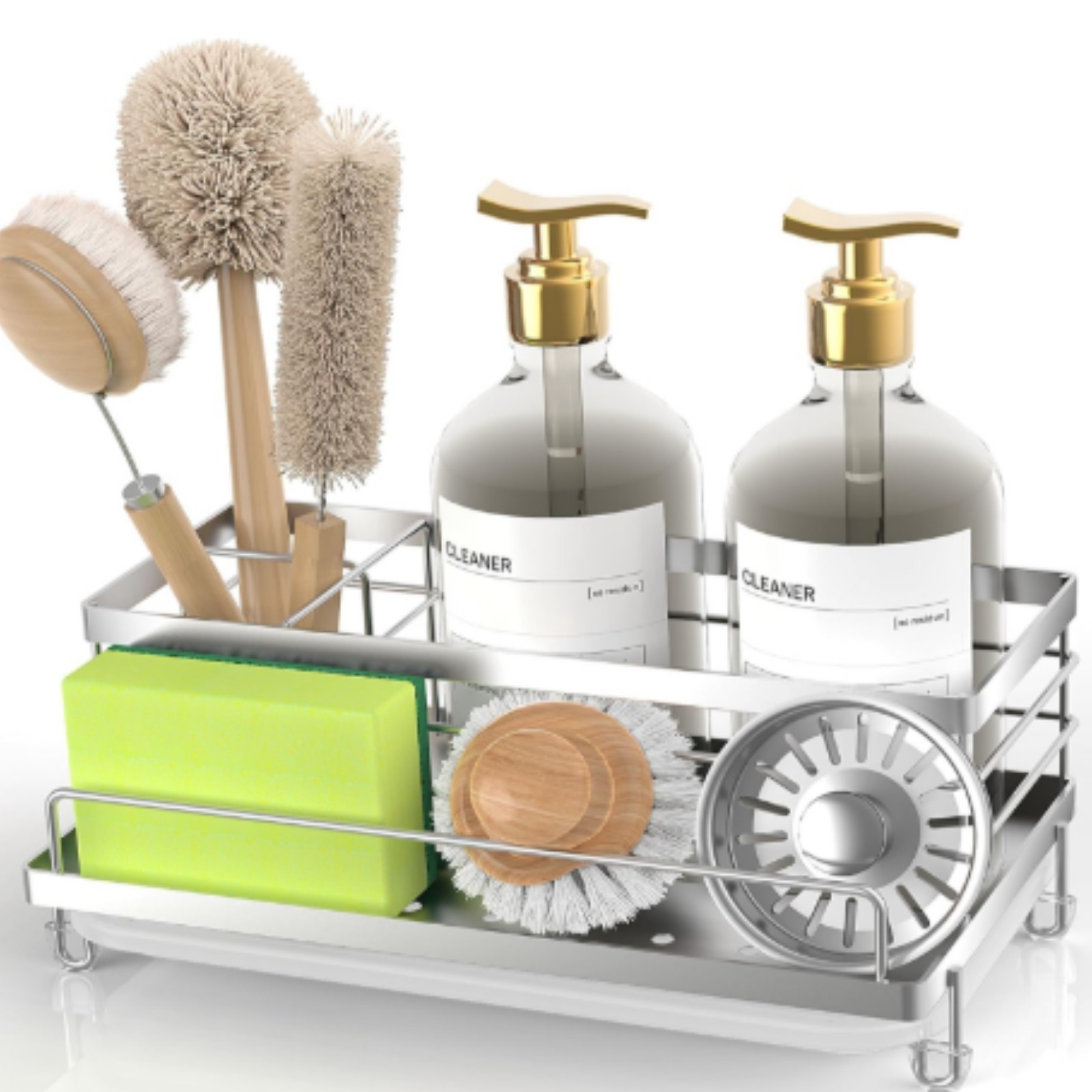 Cisily Stainless Steel Sponge Holder for Kitchen, Sink Caddy Sink Organizer Rack