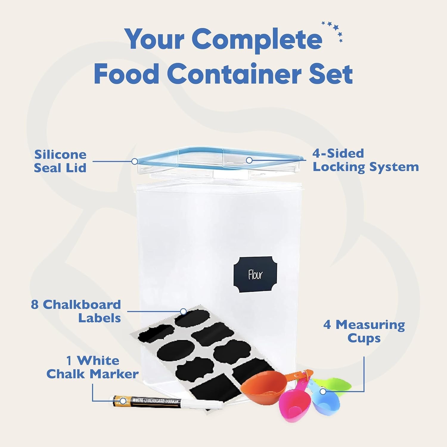 Extra Large Airtight Food Storage Containers Set, 2 Pack, 6.5L – Durable & Clear