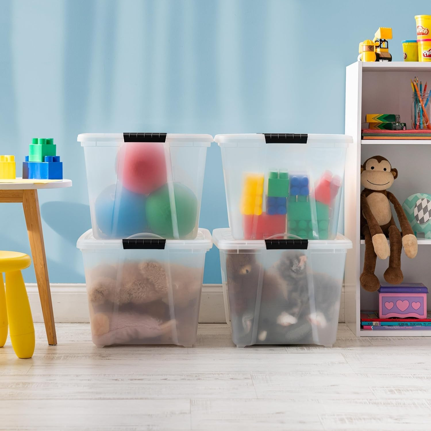 54 Qt Stackable Plastic Storage Bins with Lids, 6 Pack – Bpa-Free, Made in USA –