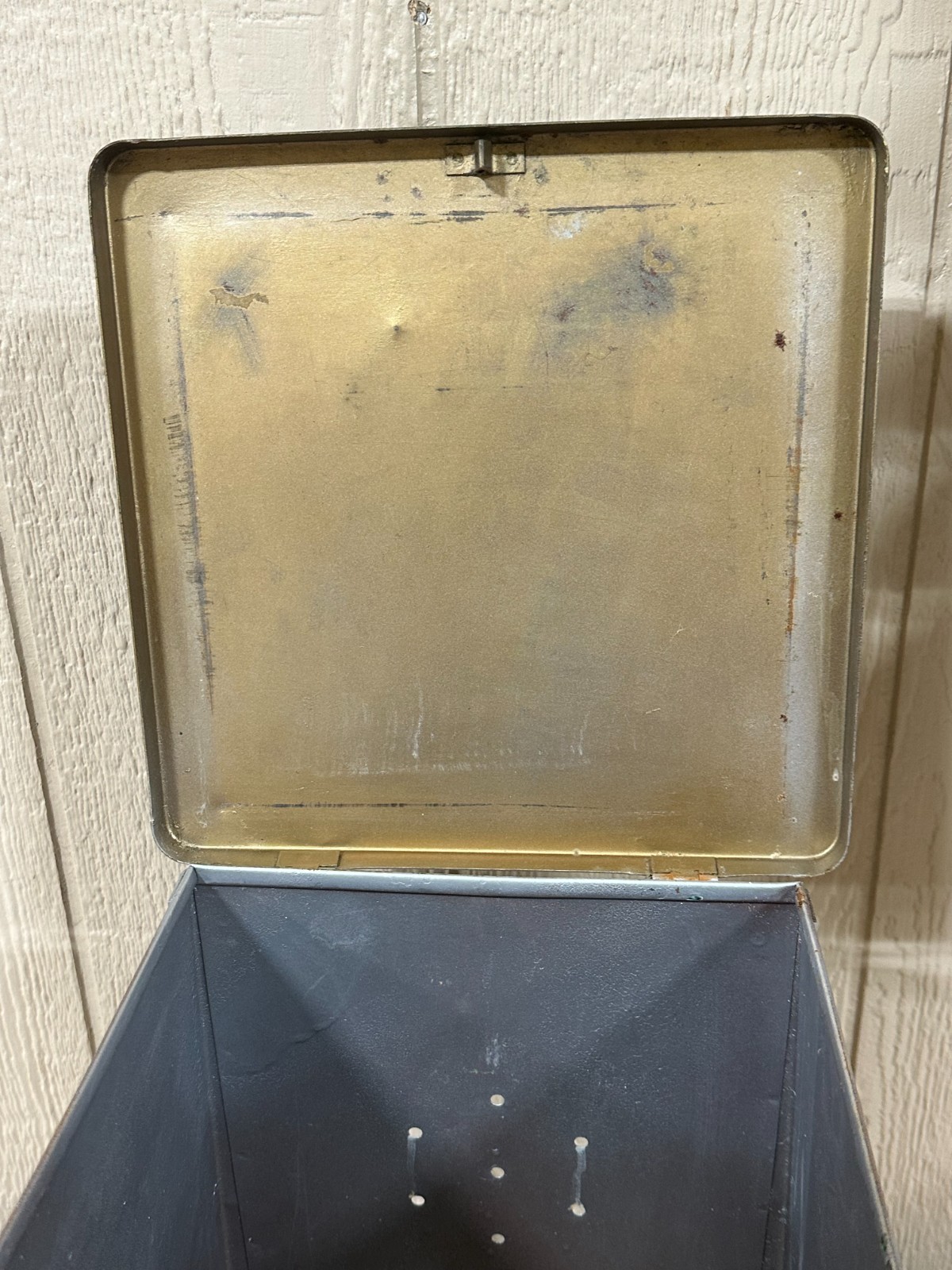 Vintage Potato & onion bin storage metal farmhouse primitive cottage cabin 15″