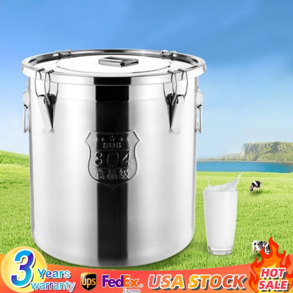 48 L Airtight Canister Stainless Steel Food Container Storage Bucket with Lid
