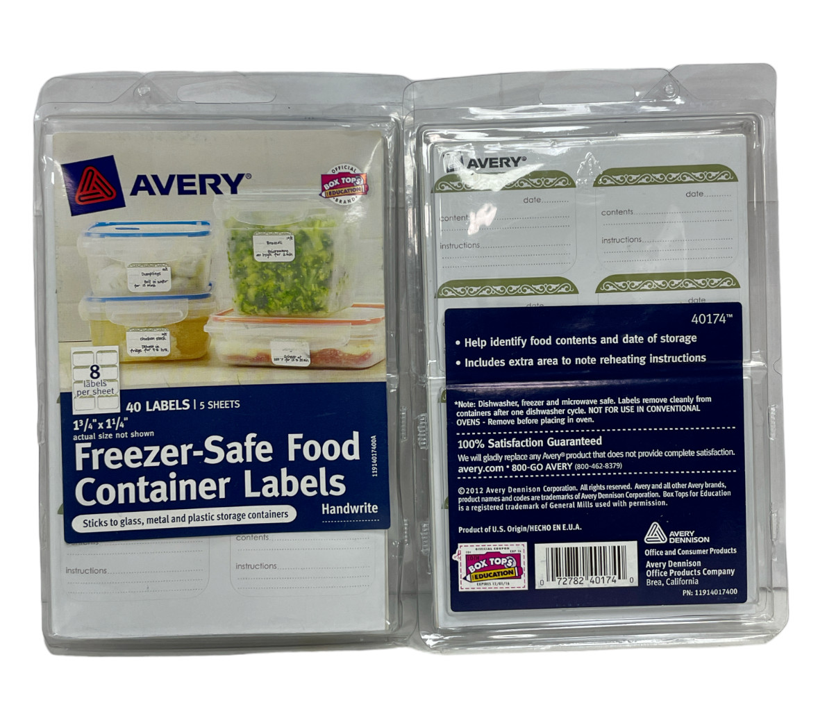 Avery Freezer-Safe Food Container Label (40 Label/1 3/4”x 1 1/4”)Pick Lot, NEW