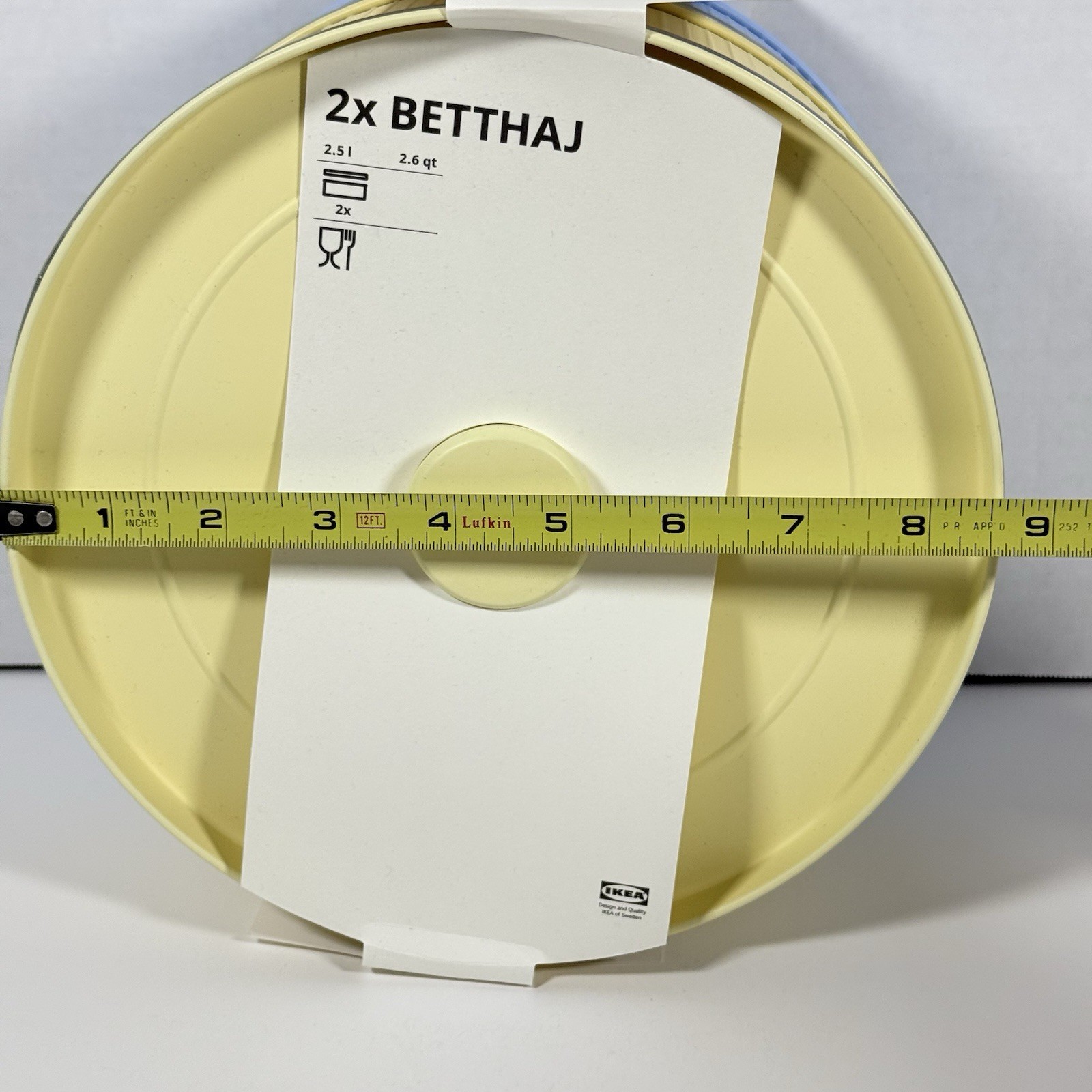 New IKEA BETTHAJ Tin w/ Lid for Cookies Pale Yellow Pale Blue 2.6 qt 2.5L