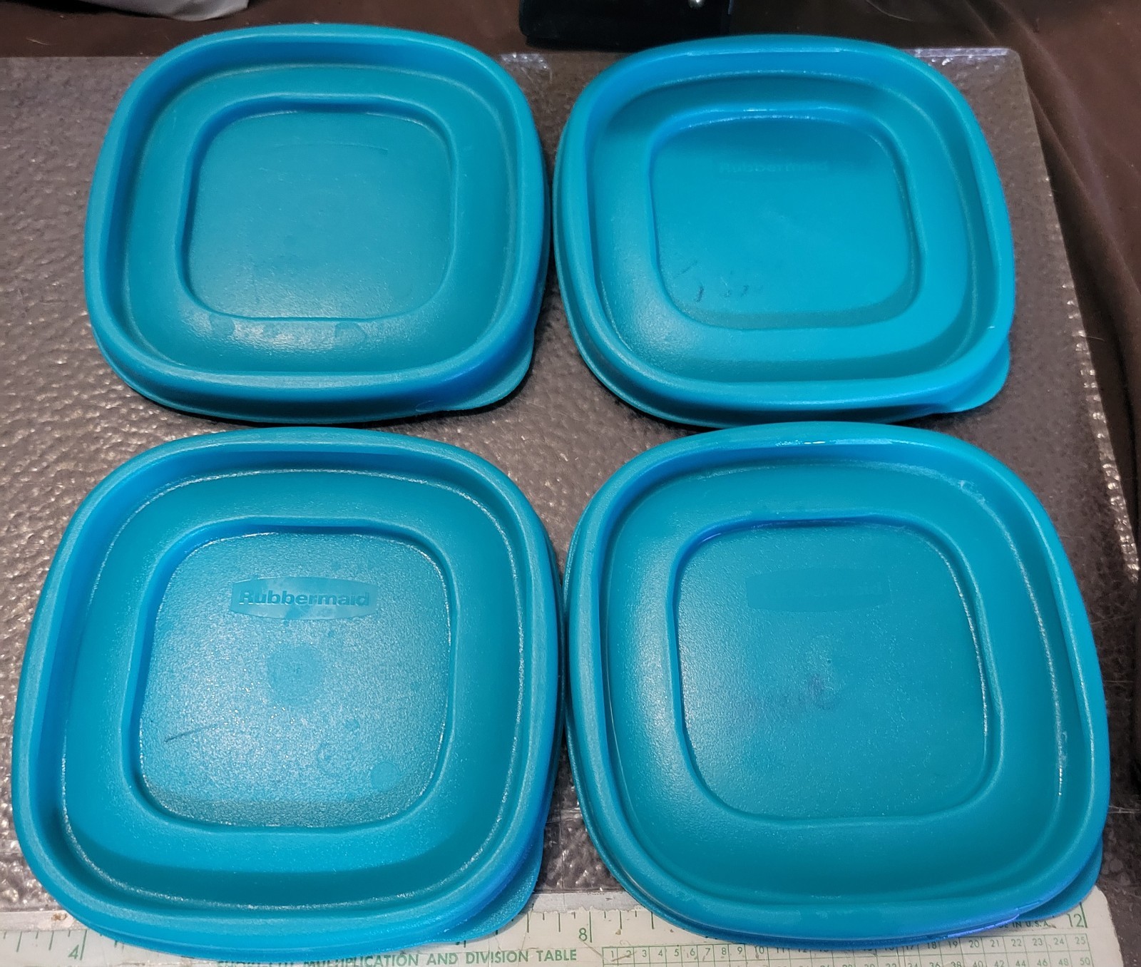 5 Rubbermaid 7J58 Aqua Blue Plastic 4.5″ Snap On Replacement Lid Only