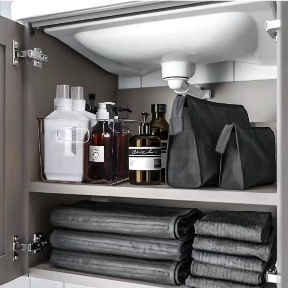 8-Shelf Clear Stackable Storage Bins Set Transparent Plastic Home Pantry Kitchen