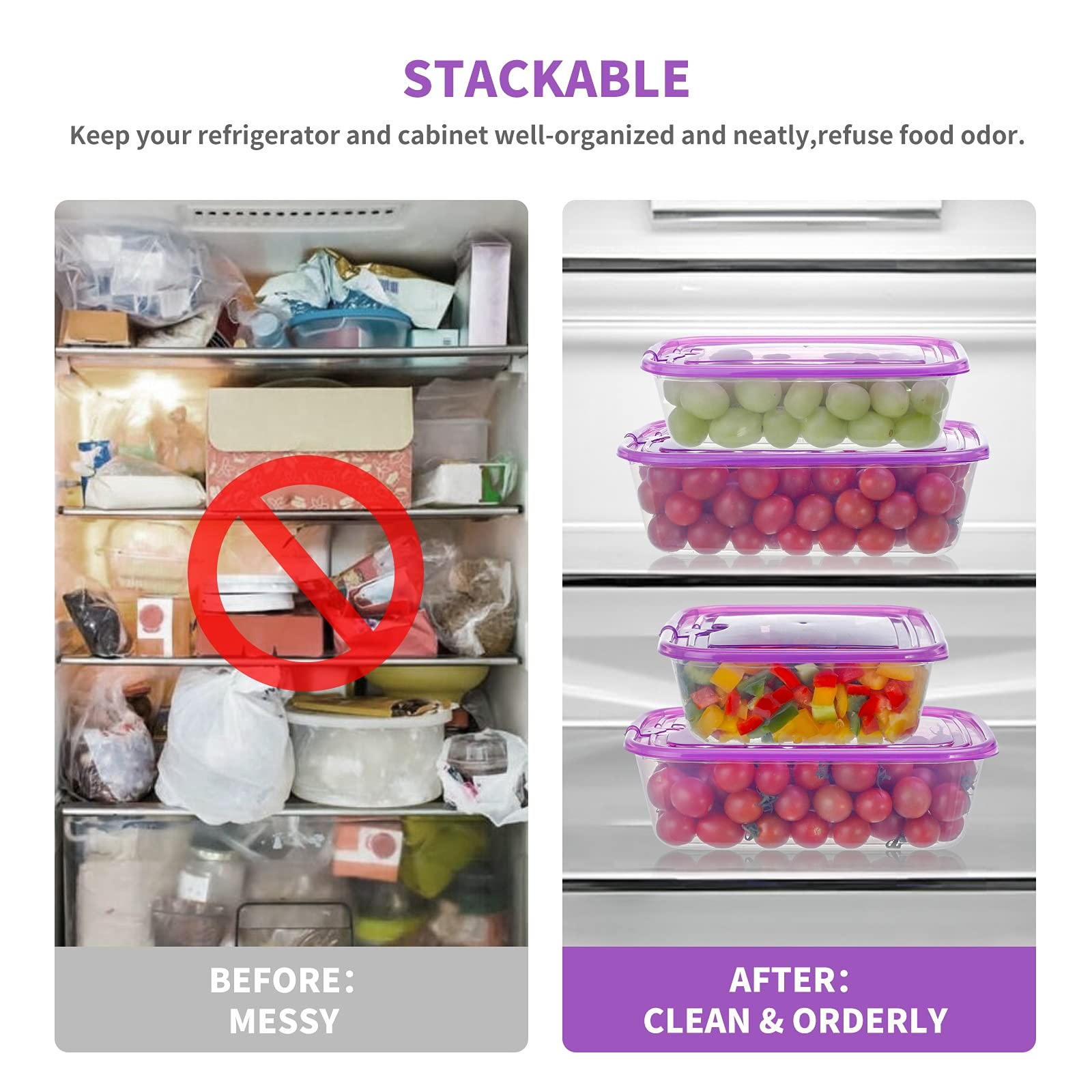 Plastic Food Containers, Snap-on Lids, BPA-Free, Vented & Microwave Safe for …