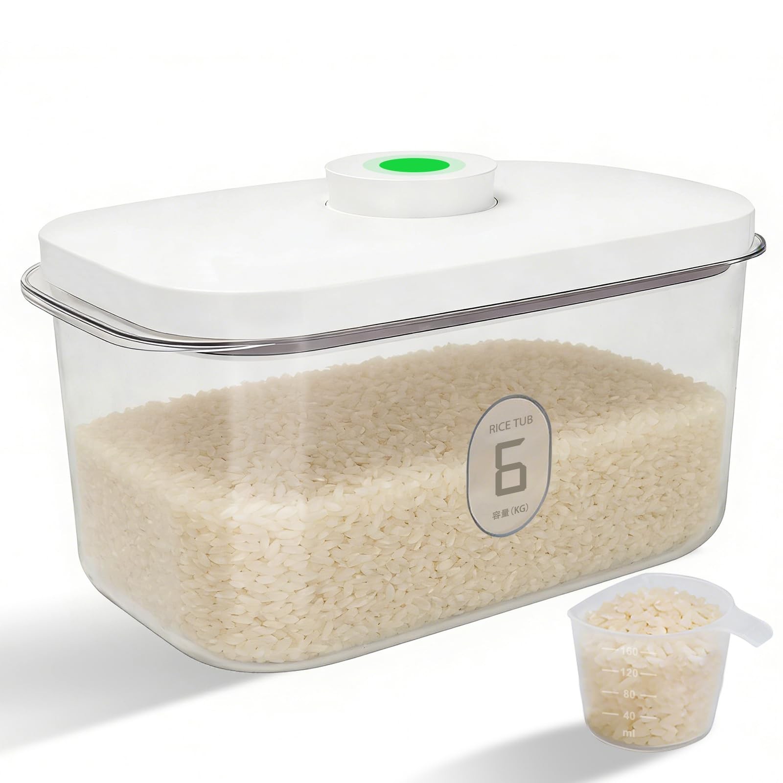 Rice Container, Airtight 6 L / 6.34 qt Flour Sugar Storage Containers with Po…