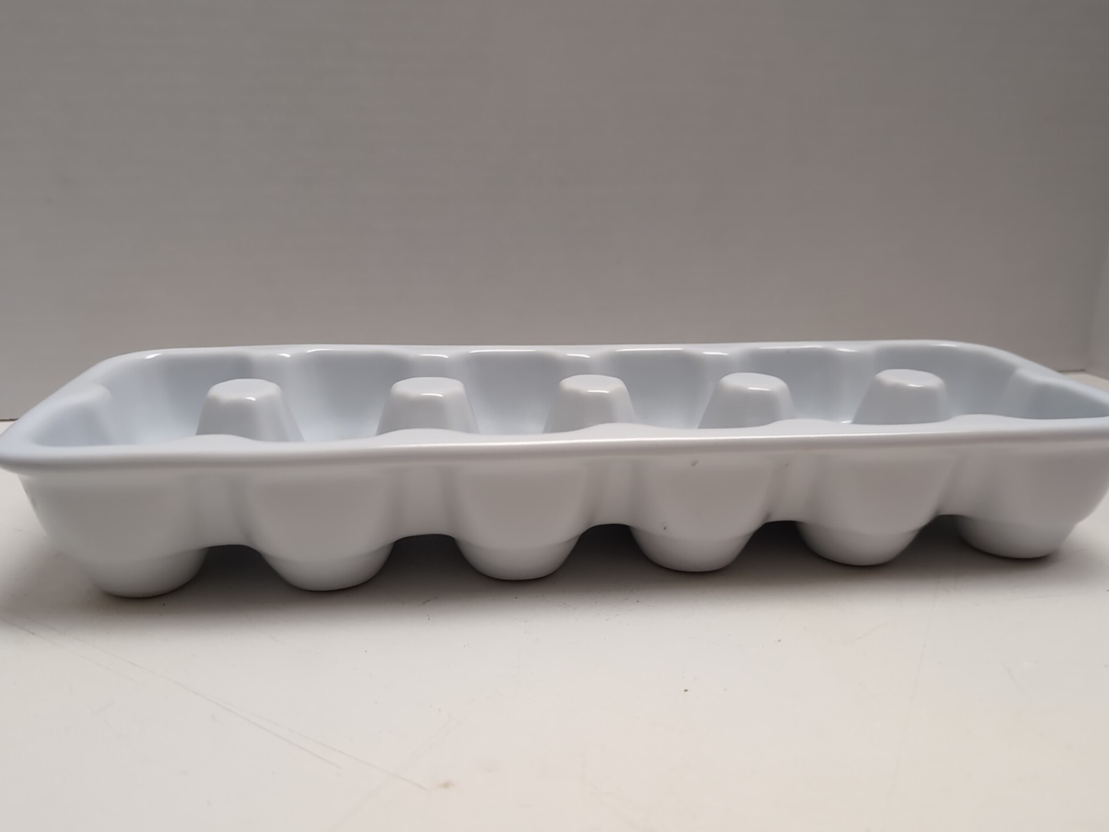 White Ceramic Dozen Eggs Carton 13.25″ X 4.5″