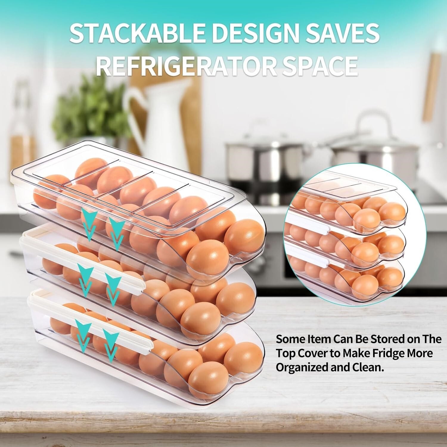 Soporte Para Huevos Para Frigorífico Recipiente Para Huevos Que 3 Niveles NUEVO.