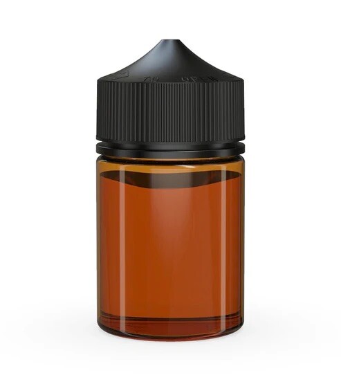 CHUBBY GORILLA 60ML STUBBY BOTTLES (5pack) TRANSLUCENT AMBER BOTTLE/BLACK LID