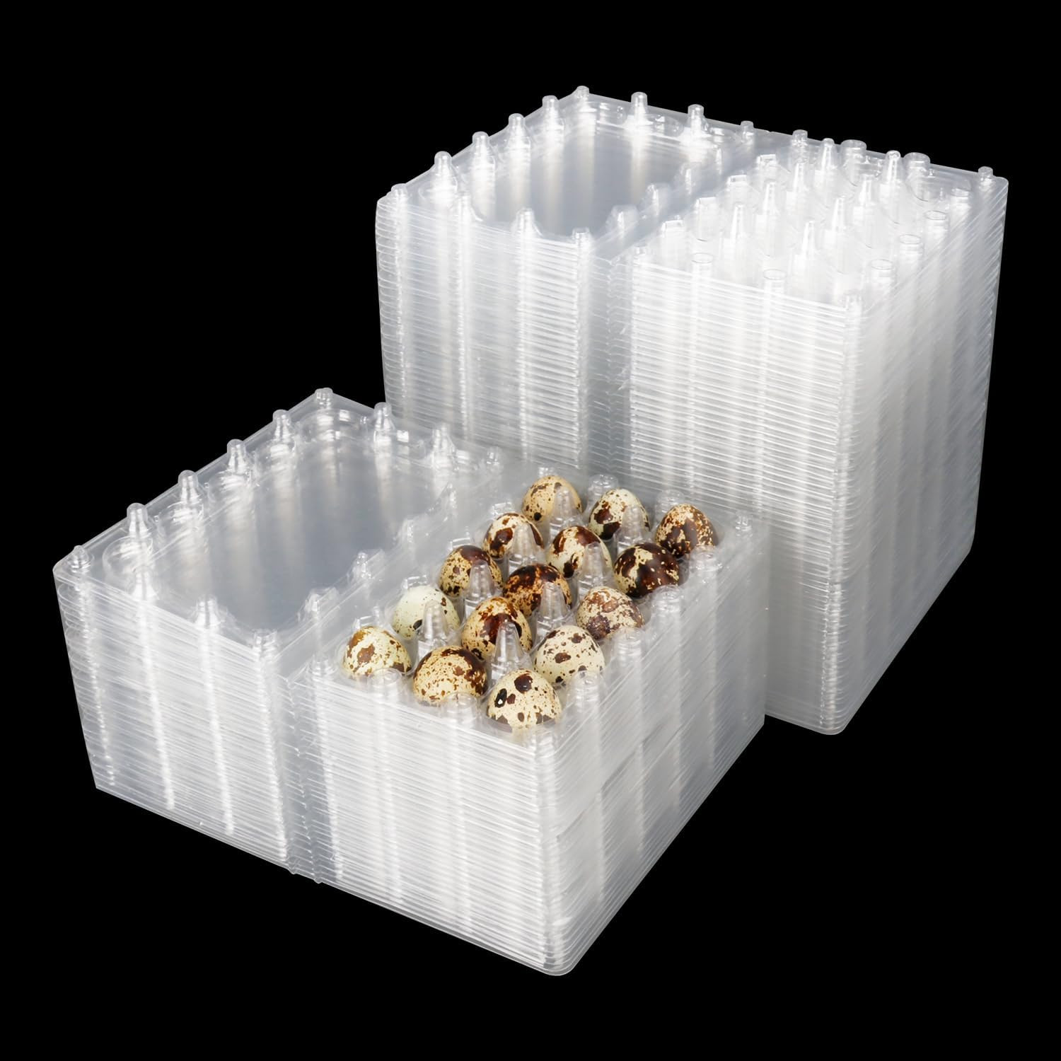 200 Pack Quail Egg Cartons, Clear Plastic Quail Egg Trays, Holds up to 15 Quail