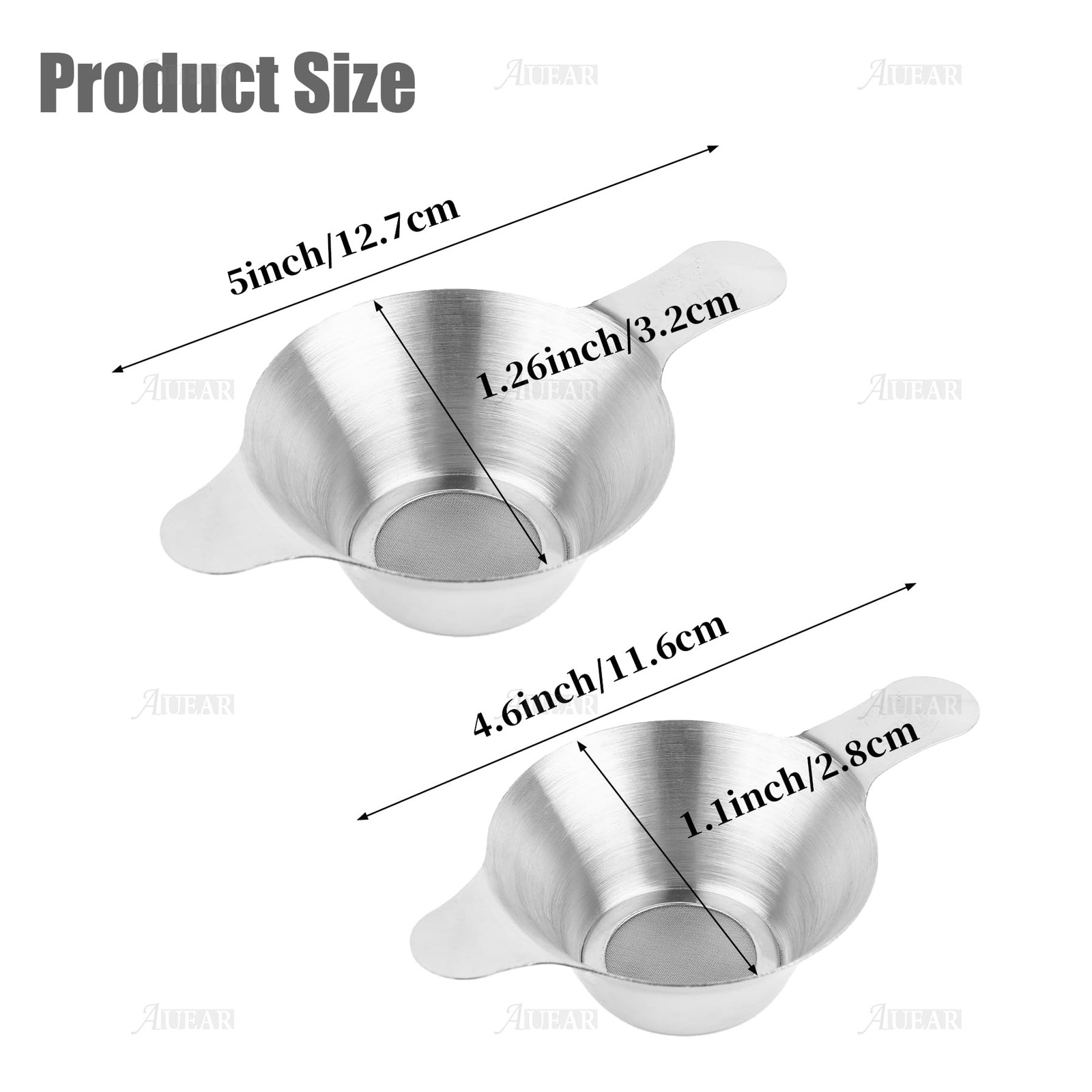 AUEAR, 4 Pack Stainless Steel Tea Strainer Fine Mesh Infuser 4 Pack, Silver