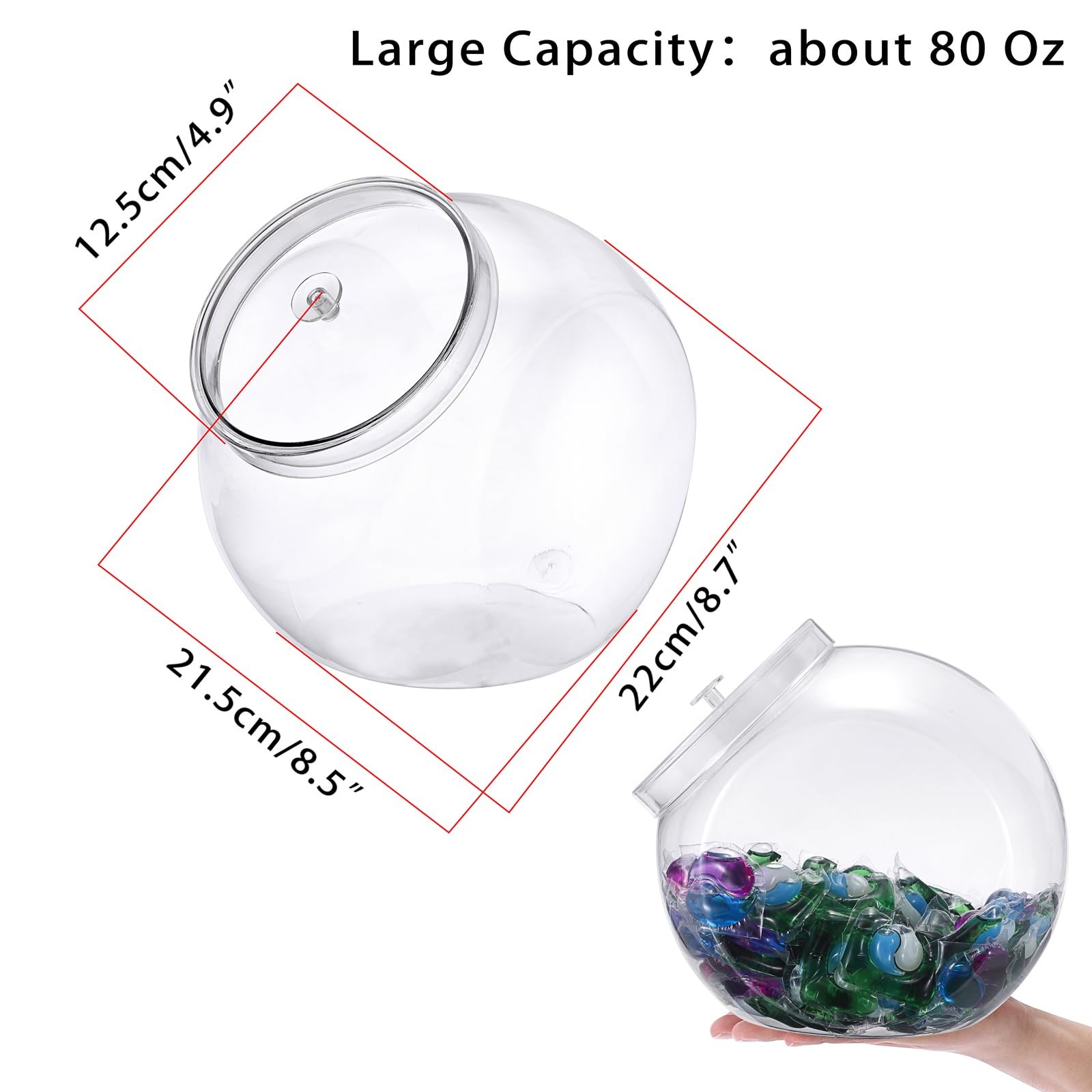 Sumnacon Laundry Pods Container with Lid Wide Mouth 80 Ounces, Transparent