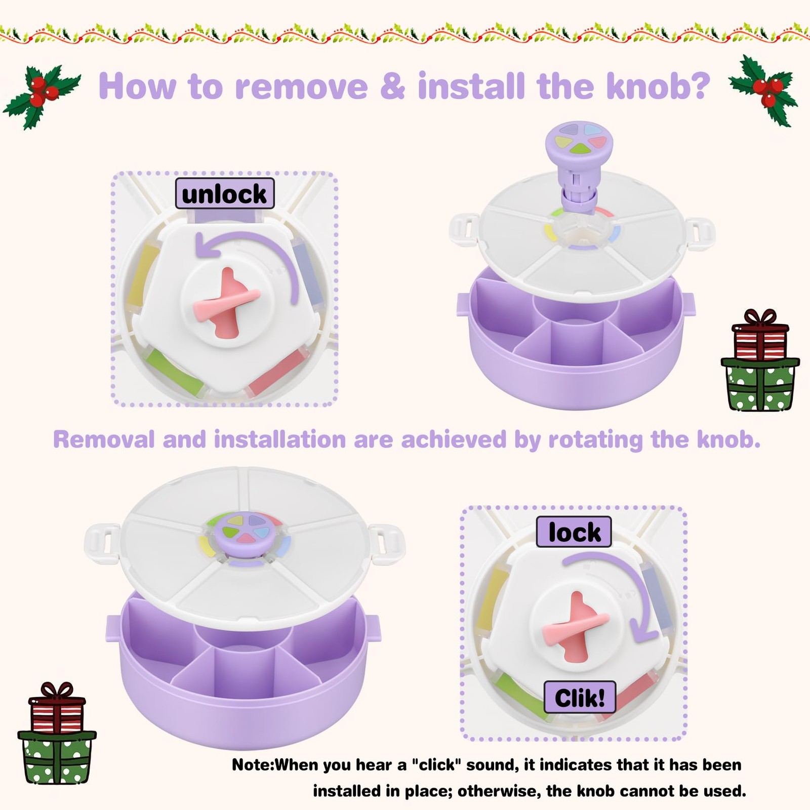 Reusable Rotating Snack Container with 5 Separate Compartments, Color Matchin…