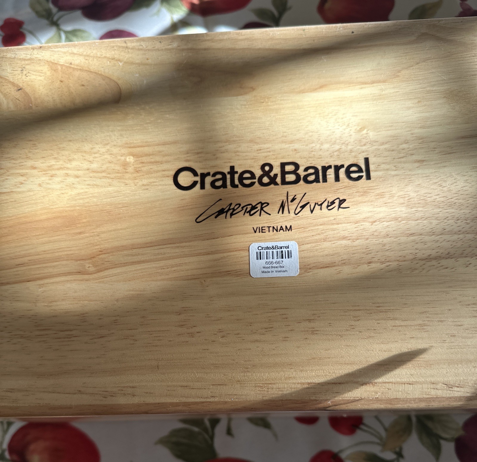 Crate & Barrel Solid Wood Bread Box #666-667 Carter McGuyer Storage Counter Box