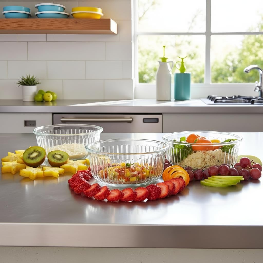 12oz Round Glass Food Storage Containers with Lids and Foldable Cutlery, 1.5 …