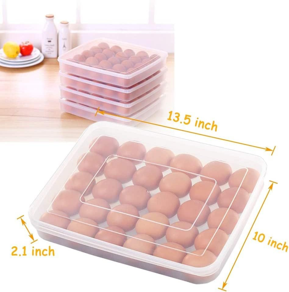 Covered Egg Holder for Refrigerator,30 Deviled Egg Tray with Lid,Plastic Egg Con