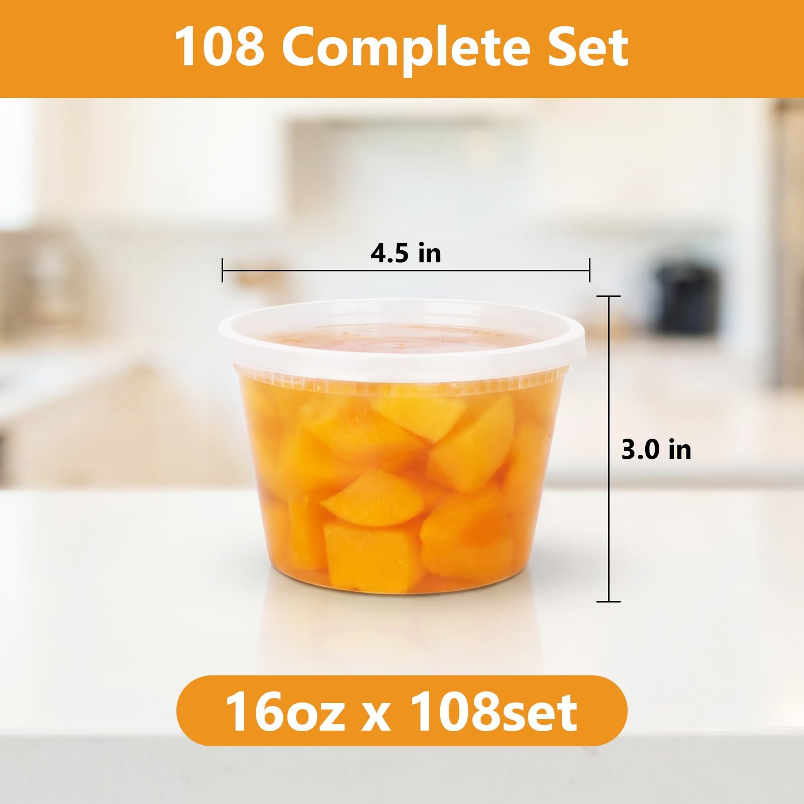 108 Sets (216-Piece) Deli Containers with Lids,16oz X 108 Set Each, Leak-Proo…