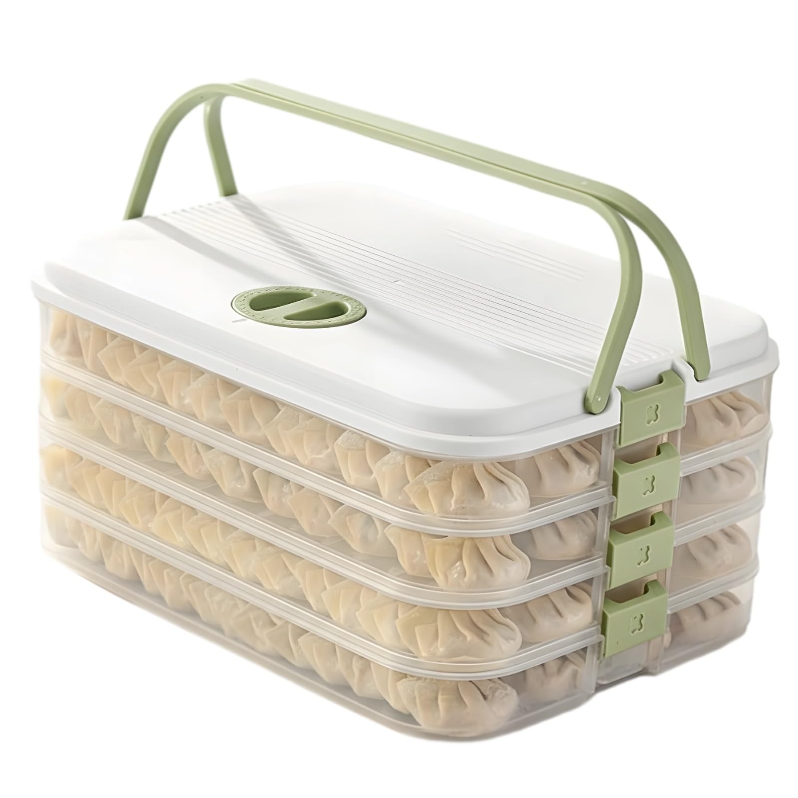 Varku Dumpling Storage Container, 4-Layer Stackable Freezer Food Organizer wi…