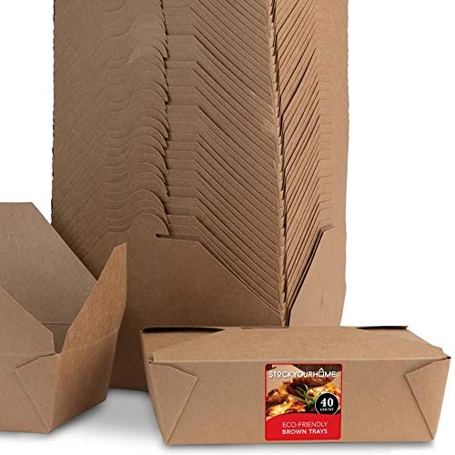 Stock Your Home Microwaveable Kraft Brown Take Out Boxes 71 oz 40 Pack Leak
