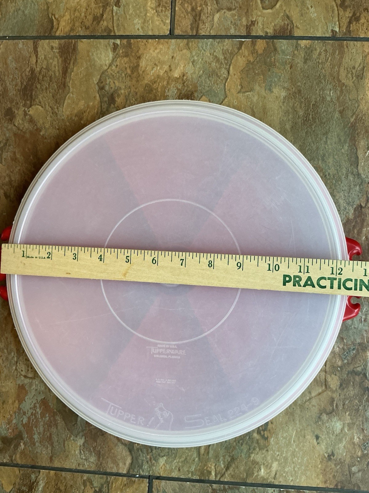 Tupperware Seal 2241 Round Divided Storage Container 3.5L Snap Lid 2pc Red