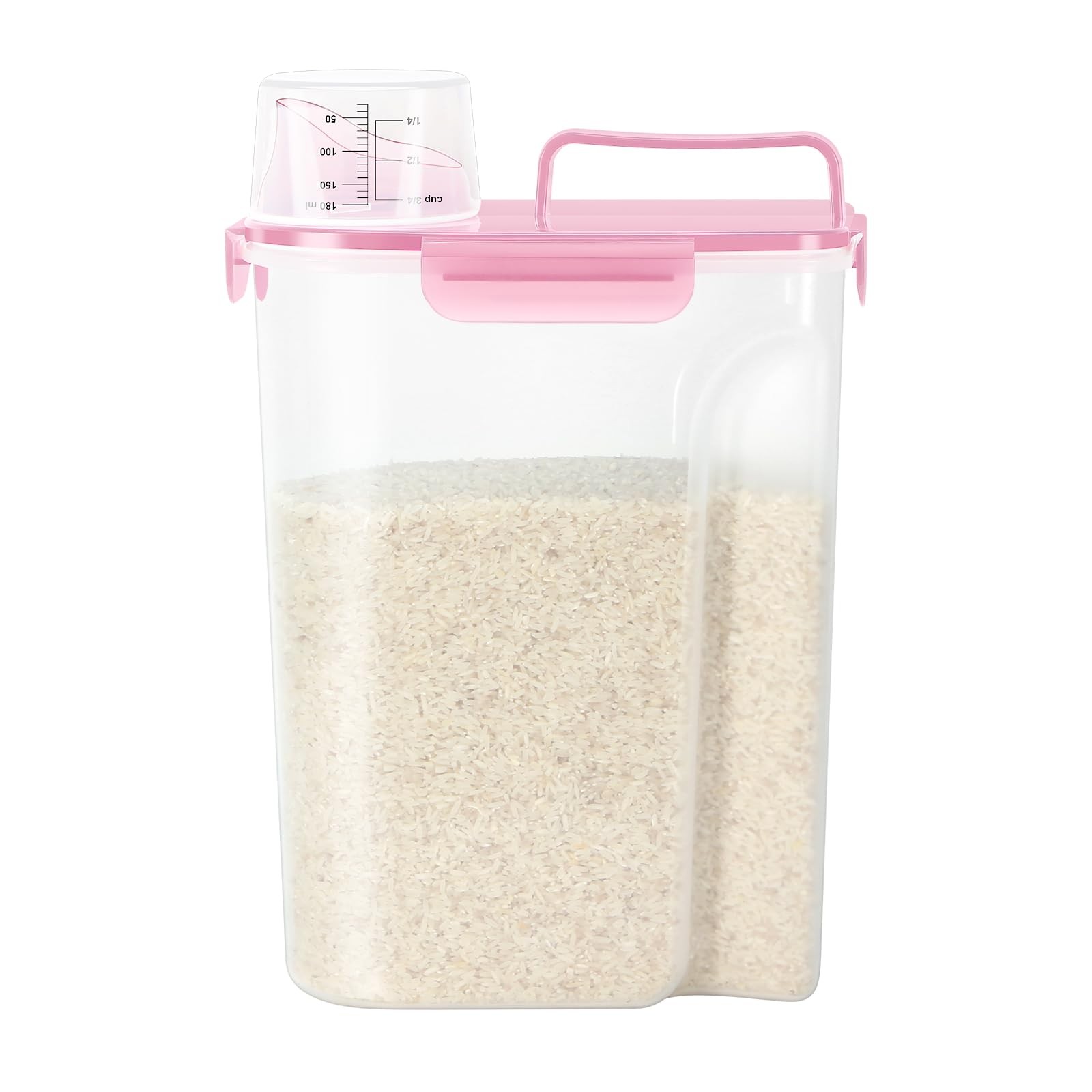 LEAWALK Airtight 10LBS Rice/Cereal/Dry Food 5.28Qt-1pack, Clear Pink-5L