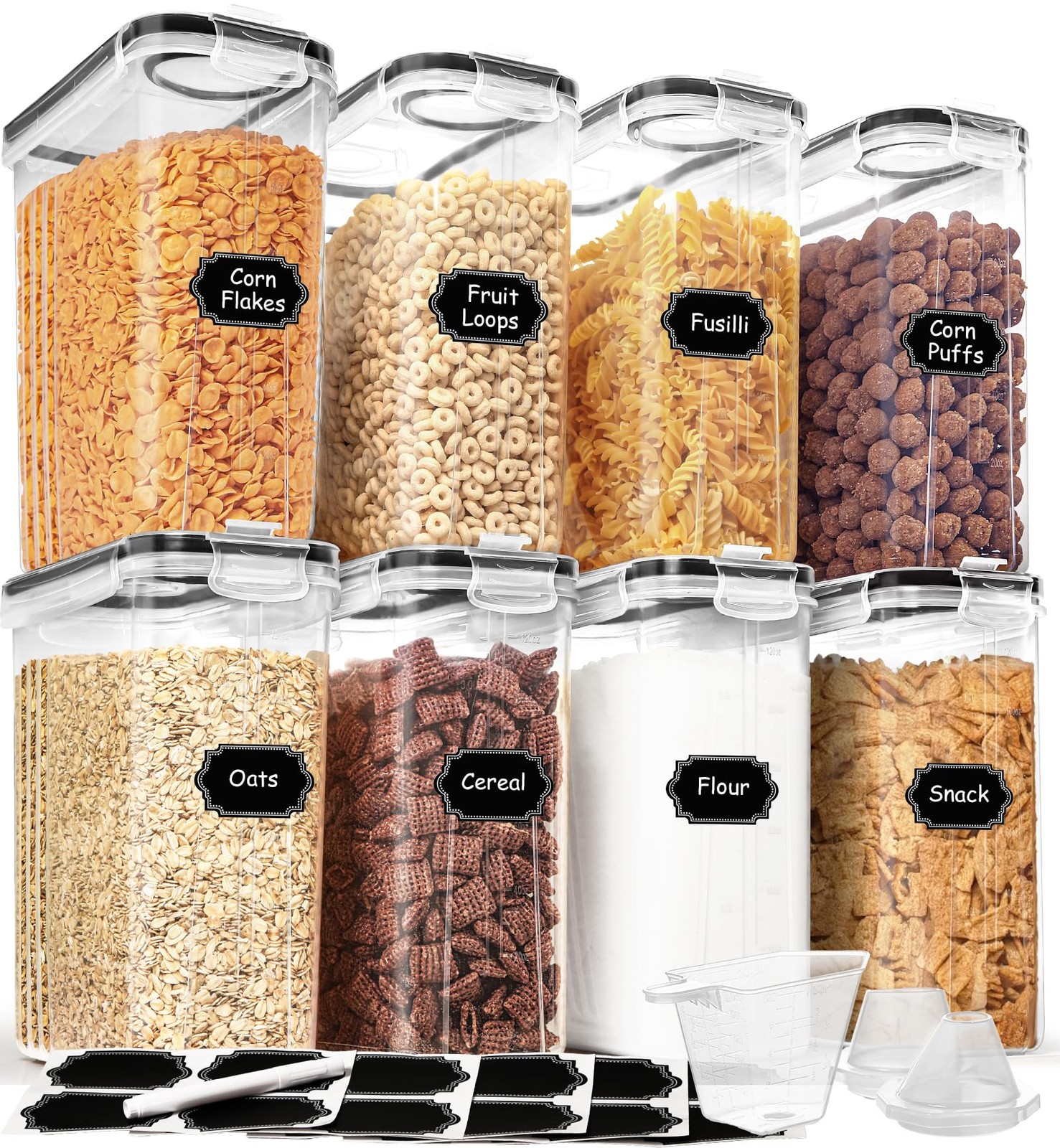 Cereal Containers Storage Set (4L / 135.2oz), 8PCS Airtight Food Storage Cont…