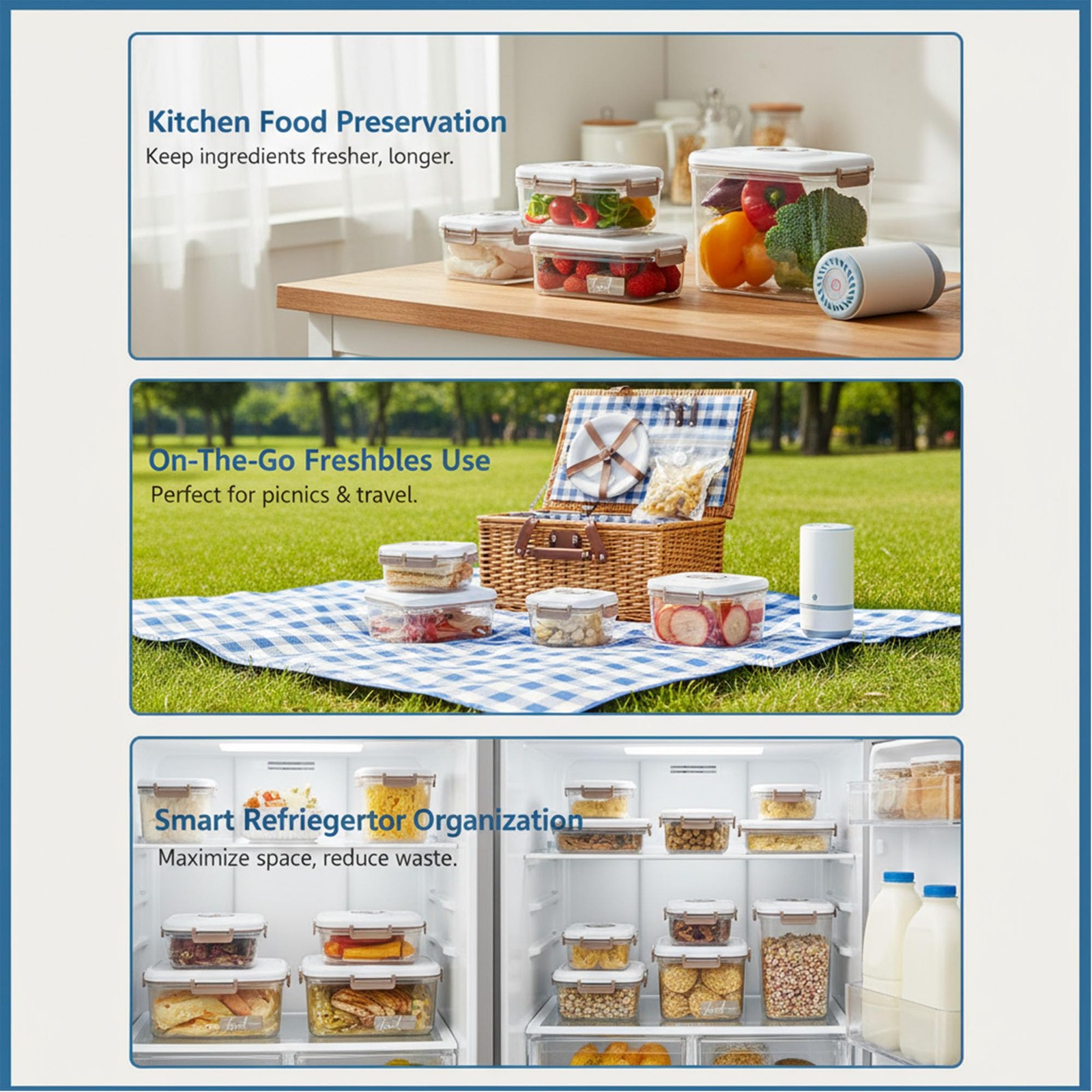 Vacuum Container,Vacuum Seal 1.2L, 2.1L, 2.7L, 4.6L, Transparent