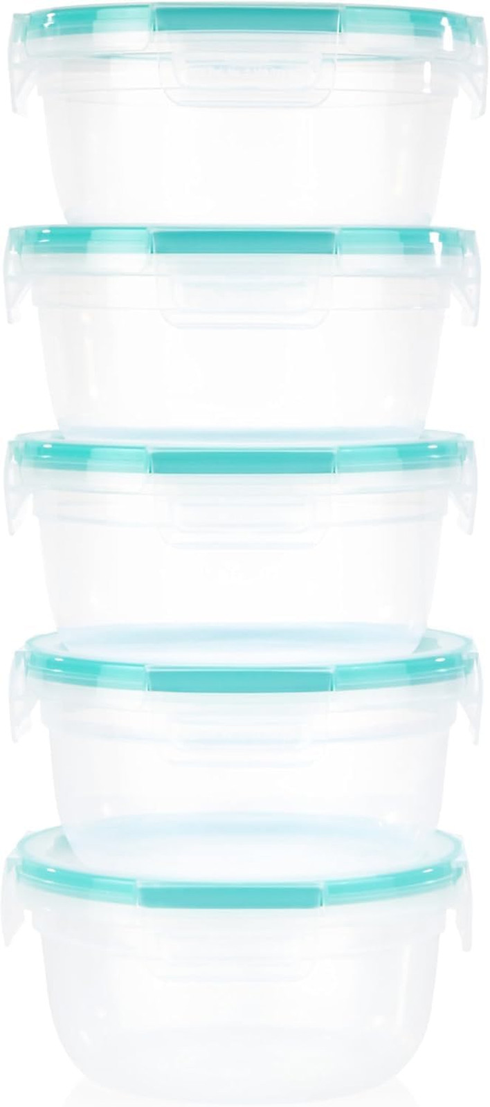 5 Pack 3.8 Cup Round Food Storage Containers Airtight Leakproof BPA Free