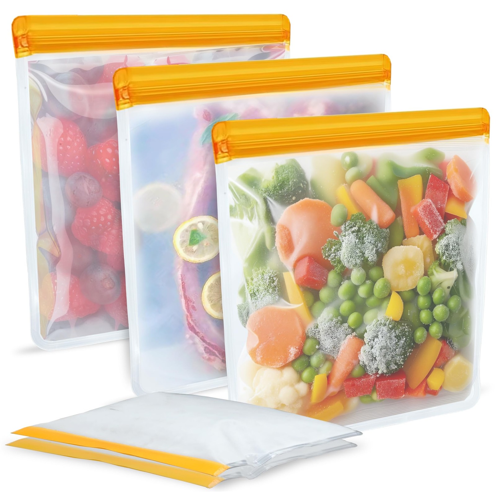 5 Pack Reusable Gallon Storage Bags, BPA Free Leakproof Food Storage, Dishwas…