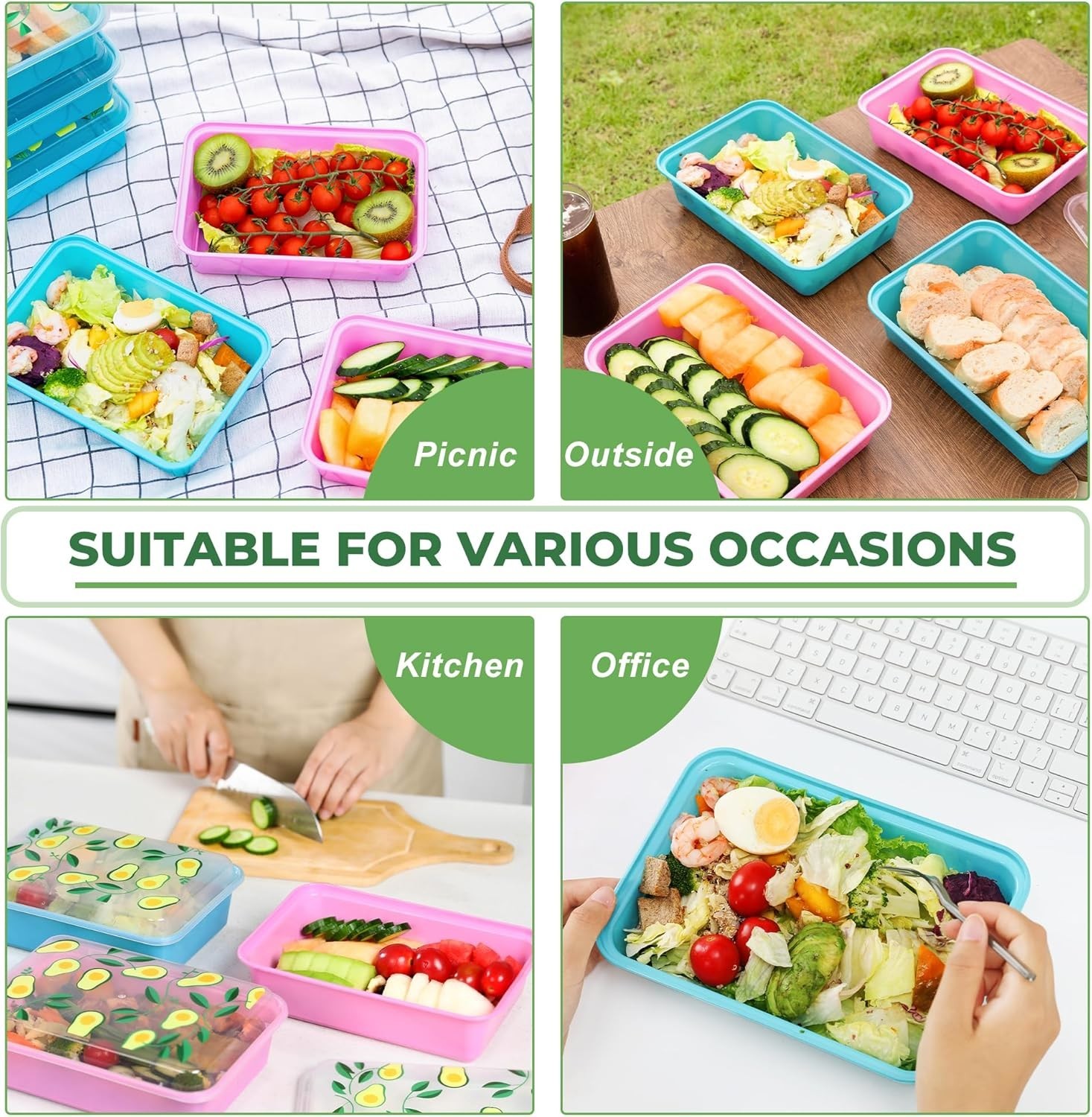 10 Pack 42 oz Meal Prep Containers, Reusable Plastic Food Prep Storage Contai…