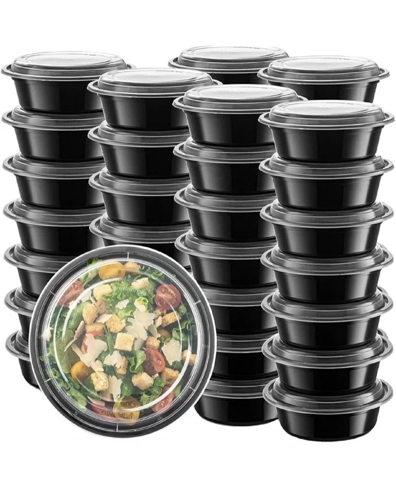 24oz Round Meal Prep Containers with Lids, Single Compartment Microwavable