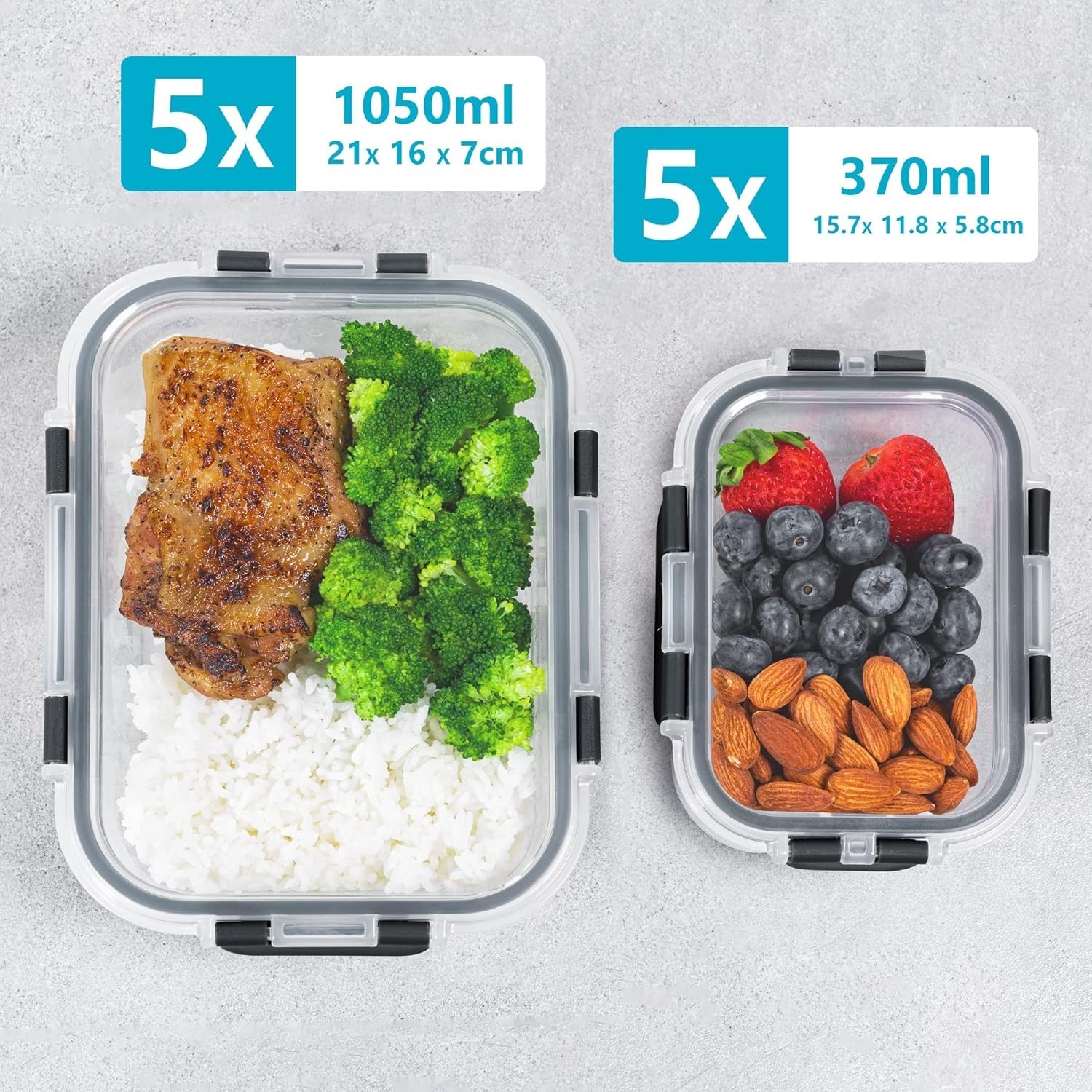Durable Airtight Borosilicate Glass Storage Set – 10 Pack for Meal Prep