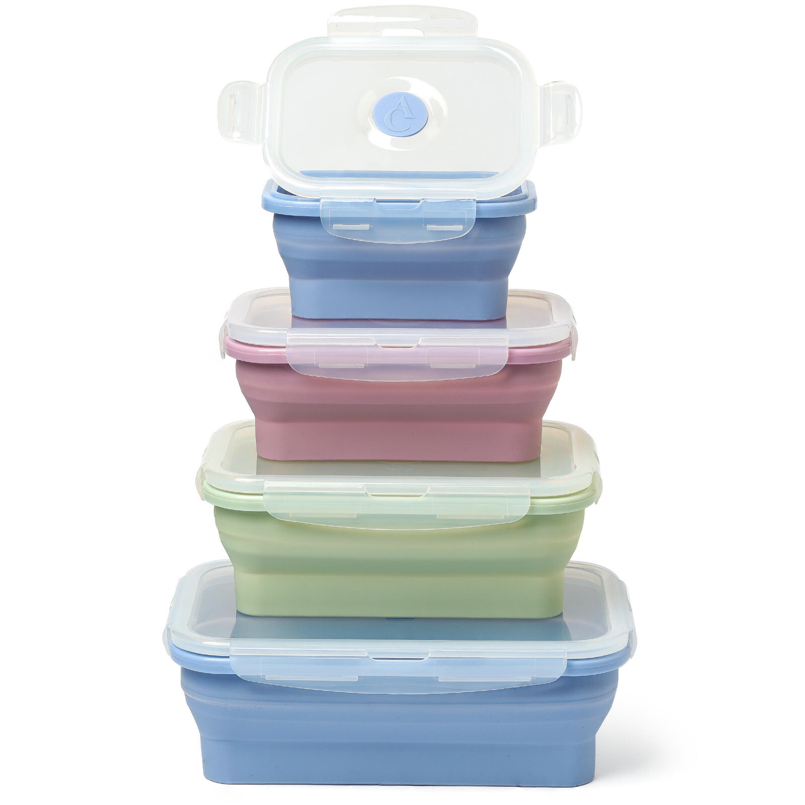 Set of 4 Collapsible Food Storage Containers – Space Saving Food Silicone Con…