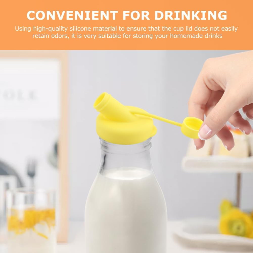 6Pcs Silicone Milk Bottle Caps 48mm Diameter Pour Spout Lids Colorful