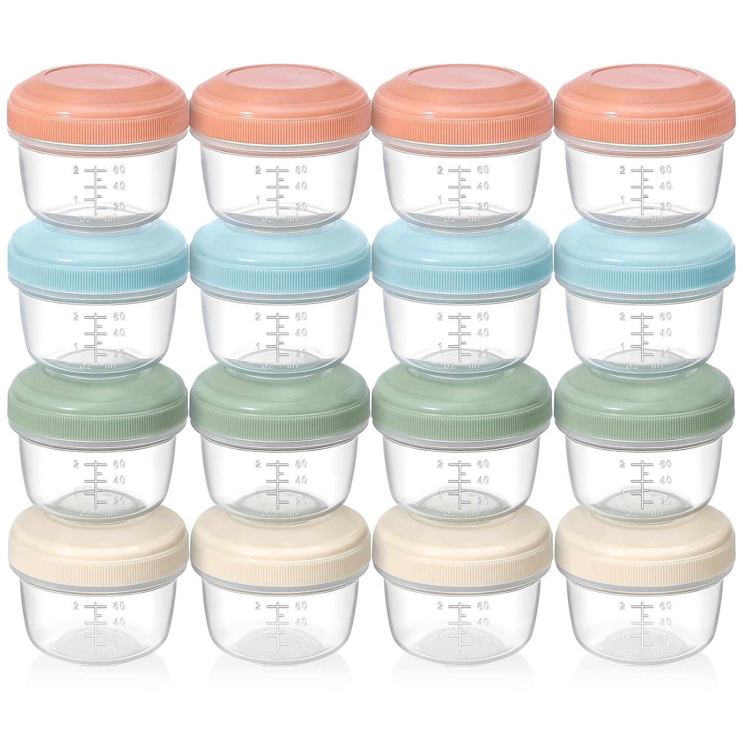 VITEVER [16 Pack] 4 Oz Small Containers with Lids, Reusable Plastic Jars for Sna