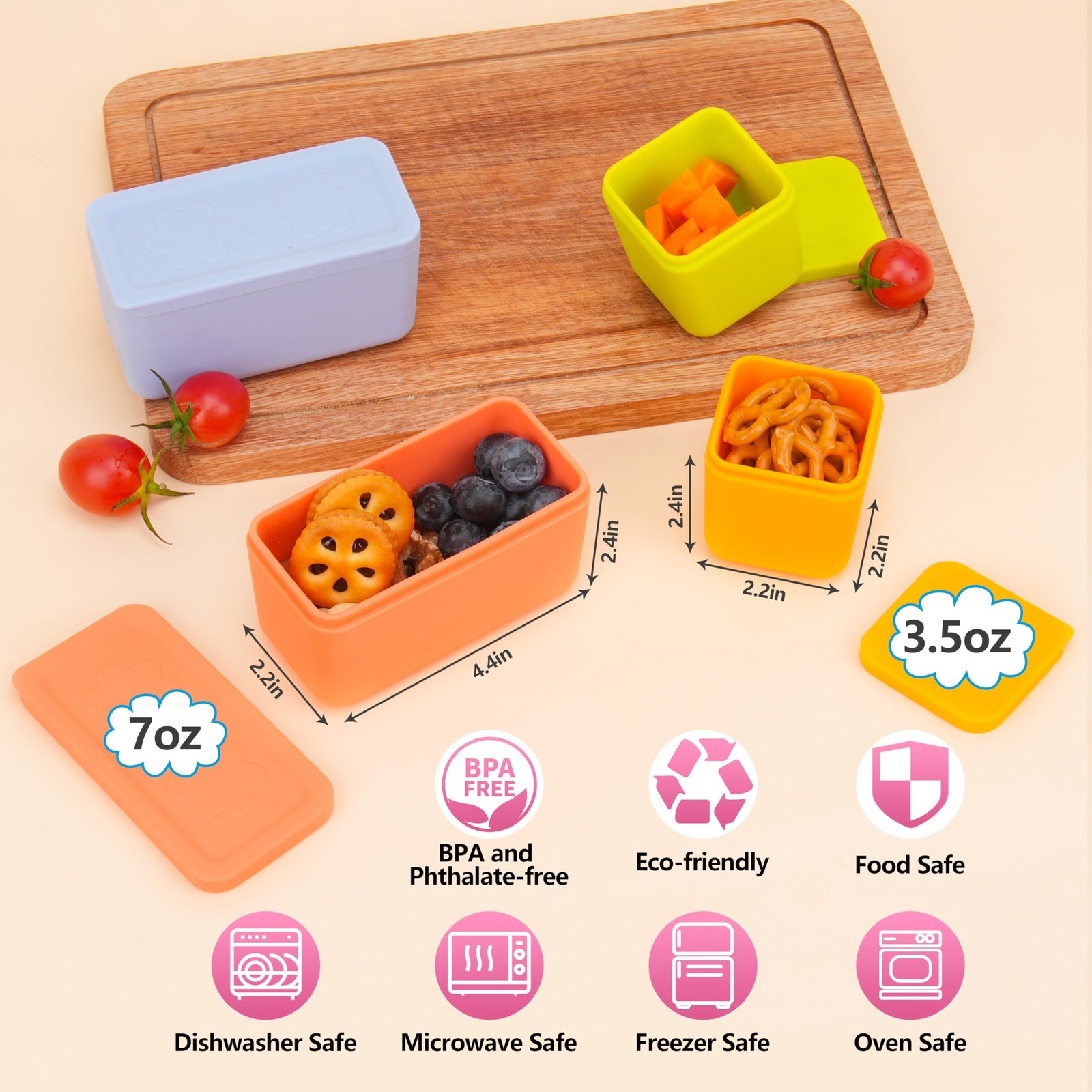 Silicone Dips Containers Compatible with OmieBox, 4 Pack Salad Dressing Conta…