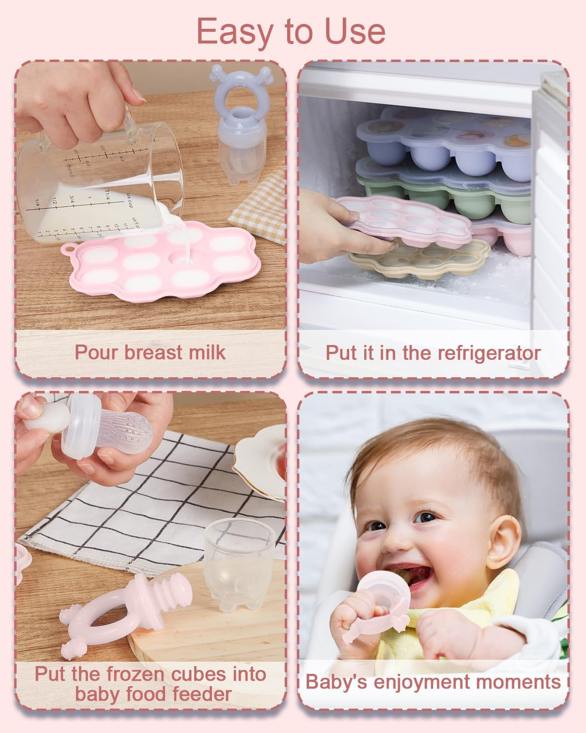 Baby Food Freezer Trays with Lids (2 Pack), Silicone Nibble Freezer Tray, Bre…