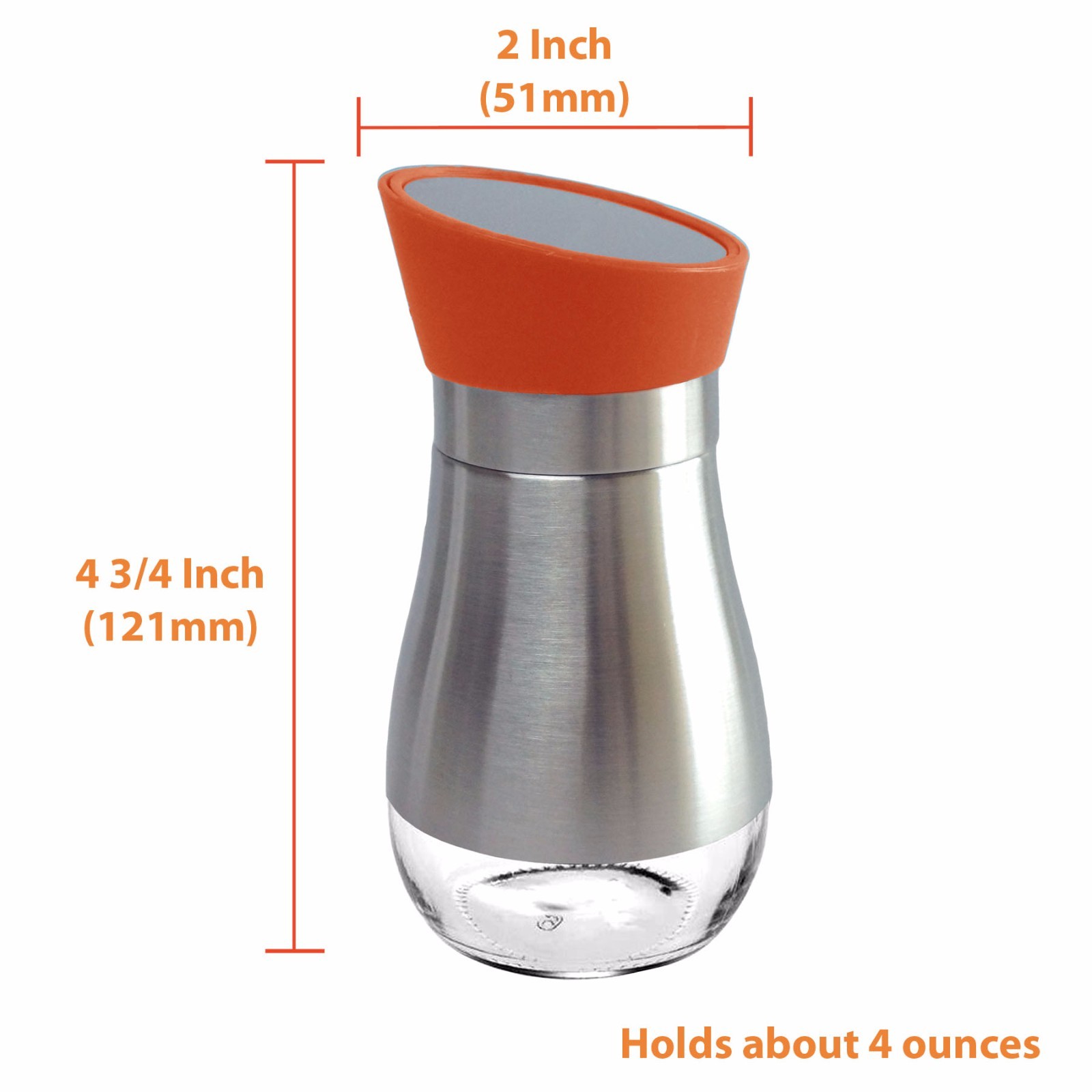 1 Pc Stainless Steel Salt Pepper Spice Sugar Shakers Glass Bottom Rotating Cover