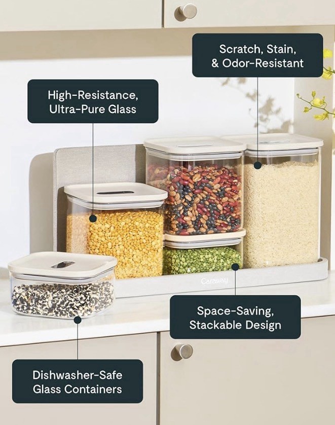 Caraway 1qt Glass Airtight Food Storage Container with Lid; Non-Toxic, BP