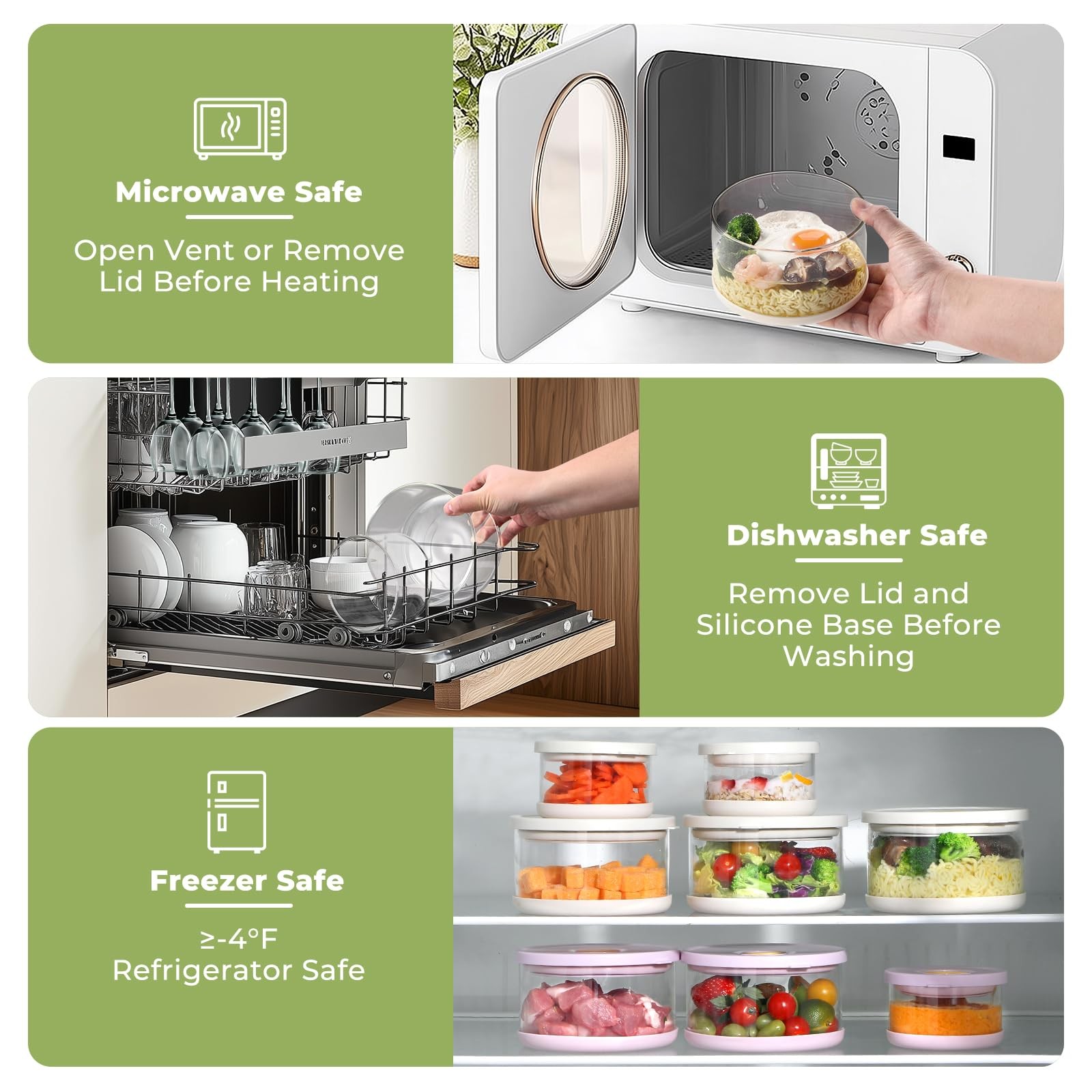 Glass Food Storage Containers with Airtight Lids, 33.8oz & 11.8oz High-Borosi…