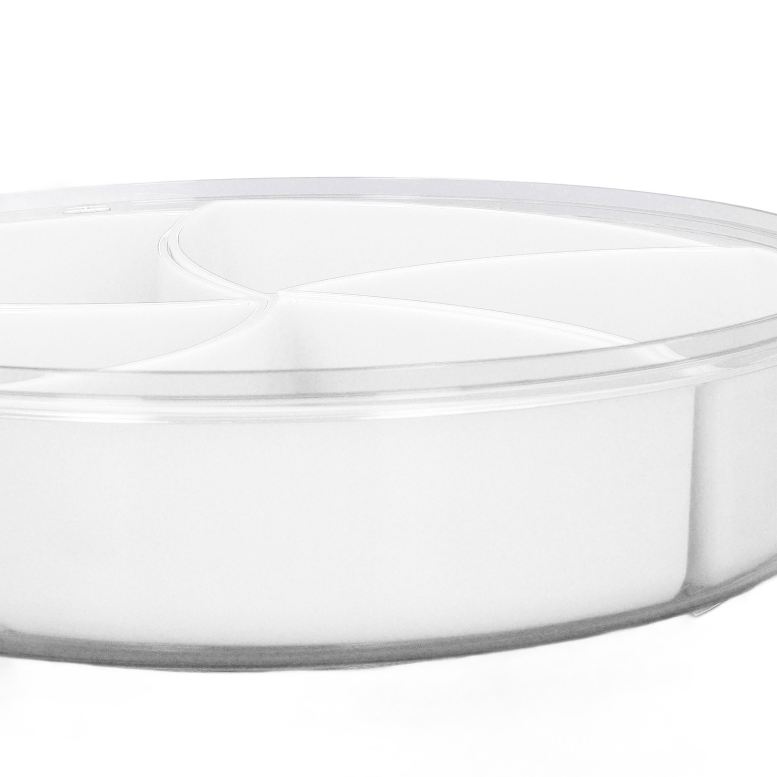 White 5-Compartment Rotating Snack Box with Lid & Handle