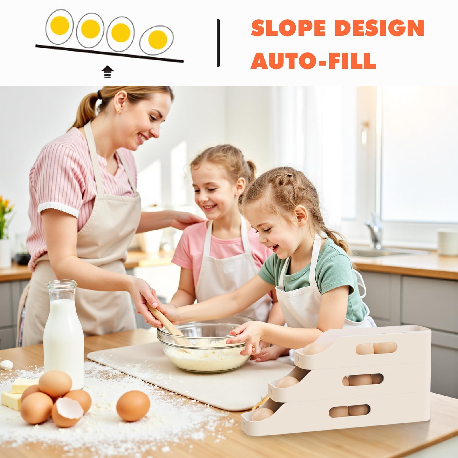 Li&Zhao Rolling Egg Dispenser for Refrigerator – Automatic Egg Holder for Fri…